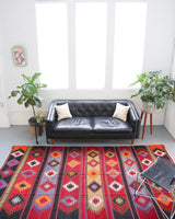 Turkish rug, vintage rug, flat weave, kilim rug, large area rug, square rug, Wild Shaman, Portland, Oregon, rug store, rug shop, local shop, bright colors, area rug, red rug, bold color