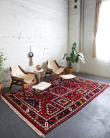 old rug, antique rug, Turkish rug, Portland, Oregon, rug store, rug shop, local shop, bright colors, wild shaman, large rug, area rug, red rug, bold color, burgundy, dark red