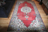 Vintage Faded Anatolian Turkish Rug 5ftx9.1ft