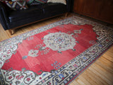 Vintage Faded Anatolian Turkish Rug 5ftx9.1ft