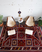 old rug, antique rug, Turkish rug, Portland, Oregon, rug store, rug shop, local shop, bright colors, wild shaman, large rug, area rug, red rug, bold color, burgundy, dark red