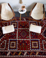 old rug, antique rug, Turkish rug, Portland, Oregon, rug store, rug shop, local shop, bright colors, wild shaman, large rug, area rug, red rug, bold color, burgundy, dark red