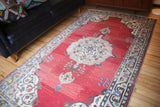 Vintage Faded Anatolian Turkish Rug 5ftx9.1ft