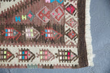 Old Kurdish Hakkari Kilim Runner 2.9ftx8.2ft