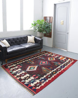 Turkish rug, vintage rug, flat weave, kilim rug, large area rug, square rug, Wild Shaman, Portland, Oregon, rug store, rug shop, local shop, bright colors, area rug, red rug, bold color