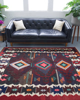 Turkish rug, vintage rug, flat weave, kilim rug, large area rug, square rug, Wild Shaman, Portland, Oregon, rug store, rug shop, local shop, bright colors, area rug, red rug, bold color