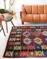 Turkish rug, vintage rug, flat weave, kilim rug, large area rug, square rug, Wild Shaman, Portland, Oregon, rug store, rug shop, local shop,  bright colors, area rug, bold color