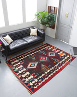 Turkish rug, vintage rug, flat weave, kilim rug, large area rug, square rug, Wild Shaman, Portland, Oregon, rug store, rug shop, local shop, bright colors, area rug, red rug, bold color