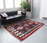 Turkish rug, vintage rug, flat weave, kilim rug, large area rug, square rug, Wild Shaman, Portland, Oregon, rug store, rug shop, local shop, bright colors, area rug, red rug, bold color