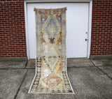 Vintage Faded Anatolian Turkish Rug Runner 3x9.3ft