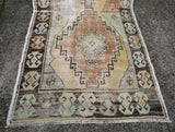 Vintage Faded Anatolian Turkish Rug Runner 3x9.3ft