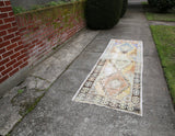 Vintage Faded Anatolian Turkish Rug Runner 3x9.3ft