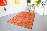 Vintage Overdyed Isparta Rug in Tangerine 6ftx9ft