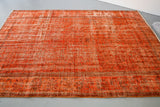 Vintage Overdyed Isparta Rug in Tangerine 6ftx9ft