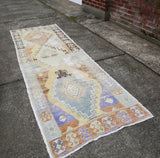 Vintage Faded Anatolian Turkish Rug Runner 3x9.3ft
