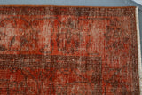 Vintage Overdyed Isparta Rug in Tangerine 6ftx9ft