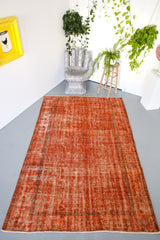 Vintage Overdyed Isparta Rug in Tangerine 6ftx9ft