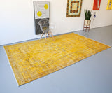 Vintage Overdyed Isparta Rug in Meyer Lemon 6.6ftx10.5ft