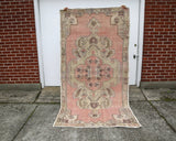 Vintage Faded Anatolian Turkish Rug