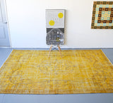 Vintage Overdyed Isparta Rug in Meyer Lemon 6.6ftx10.5ft