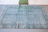 Vintage Overdyed Isparta Rug in Light Blue 4ftx6.8ft