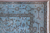 Vintage Overdyed Isparta Rug in Light Blue 4ftx6.8ft