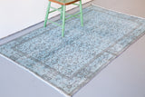 Vintage Overdyed Isparta Rug in Light Blue 4ftx6.8ft