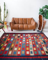 Turkish rug, vintage rug, flat weave, kilim rug, large area rug, square rug, Wild Shaman, Portland, Oregon, rug store, rug shop, local shop, bright colors, area rug, bold color