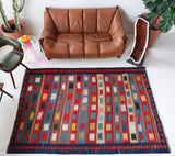 Vintage Turkoman Kilim Rug 5'7"x8'