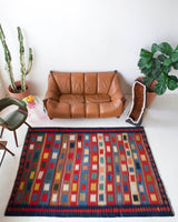 Vintage Turkoman Kilim Rug 5'7"x8'