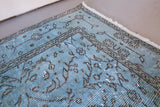 Vintage Overdyed Isparta Rug in Light Blue 4ftx6.8ft
