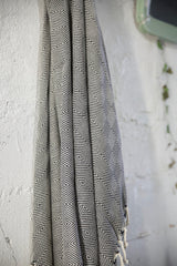 Handwoven Boz Pestemal Towel in Black/White