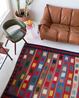 Vintage Turkoman Kilim Rug 5'7"x8'