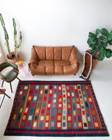 Vintage Turkoman Kilim Rug 5'7"x8'