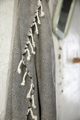 Handwoven Boz Pestemal Towel in Black/White