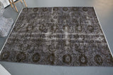 Vintage Overdyed Isparta Rug in Dark Gray 4.8ftx6ft