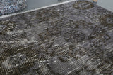 Vintage Overdyed Isparta Rug in Dark Gray 4.8ftx6ft