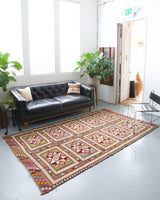 old rug, antique rug, earthy colors, faded colors, Turkish rug, vintage rug, flat weave, kilim rug, large area rug, square rug, Wild Shaman, Portland, Oregon, rug store, rug shop, local shop