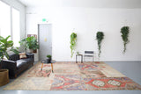 old rug, antique rug, earthy colors, faded colors, Turkish rug, vintage rug, flat weave, kilim rug, large area rug, square rug, Wild Shaman, Portland, Oregon, rug store, rug shop, local shop