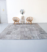 Vintage Overdyed Patchwork Rug overdyed in Light Gray 10ftx10ft