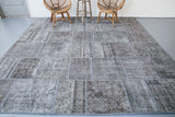 Vintage Overdyed Patchwork Rug overdyed in Light Gray 10ftx10ft