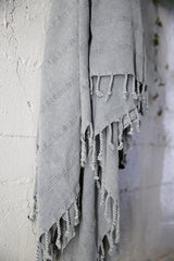 Rustic Large Pestemal Throw in Grey