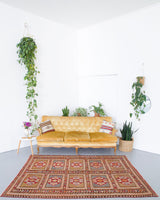 old rug, antique rug, earthy colors, faded colors, Turkish rug, vintage rug, flat weave, kilim rug, large area rug, square rug, Wild Shaman, Portland, Oregon, rug store, rug shop, local shop