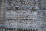 Vintage Overdyed Patchwork Rug overdyed in Light Gray 10ftx10ft