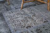 Vintage Overdyed Patchwork Rug overdyed in Light Gray 10ftx10ft