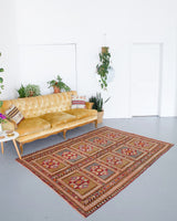 old rug, antique rug, earthy colors, faded colors, Turkish rug, vintage rug, flat weave, kilim rug, large area rug, square rug, Wild Shaman, Portland, Oregon, rug store, rug shop, local shop