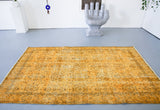 Vintage Overdyed Isparta Rug in Lemon 5ftx8ft