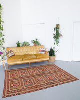 old rug, antique rug, earthy colors, faded colors, Turkish rug, vintage rug, flat weave, kilim rug, large area rug, square rug, Wild Shaman, Portland, Oregon, rug store, rug shop, local shop