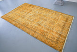 Vintage Overdyed Isparta Rug in Lemon 5ftx8ft