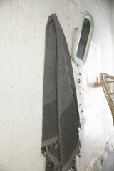 Diamond Large Pestemal Throw in Black Stone
